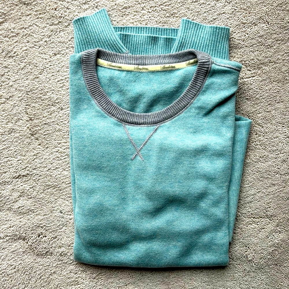 Stenströms light blue/gray trim pullover sweater.